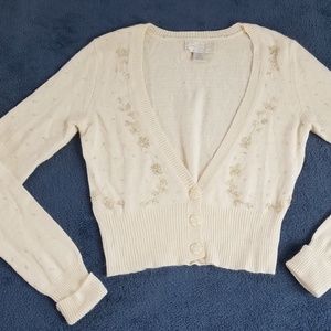 American Eagle Cropped Beaded Cardigan Sweater